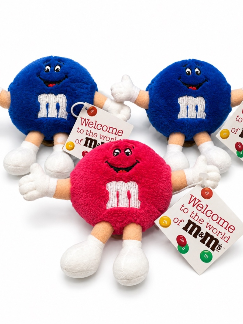 Vintage 1994 M&M's Plush Lot Blue Pink Mars Tags